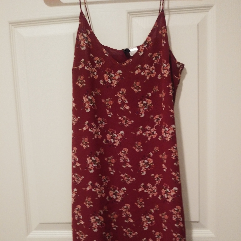 burgundy floral dress